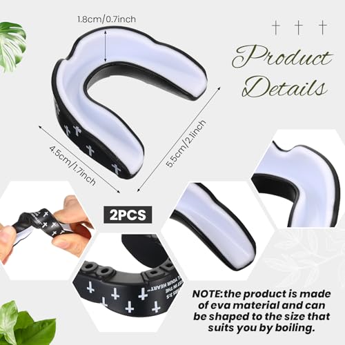 Yaomiao 2 Pcs Mouth Guards Christian Teeth Guards Sport Game Guard & Case Religious MouthGuard Soccer Football Basketball Baseball Wrestling Lacrosse Rugby Boxing Taekwondo - size: Adult, style: Black & Proverb