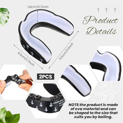 Yaomiao 2 Pcs Mouth Guards Christian Teeth Guards Sport Game Guard & Case Religious MouthGuard Soccer Football Basketball Baseball Wrestling Lacrosse Rugby Boxing Taekwondo - size: Adult, style: Black & Proverb