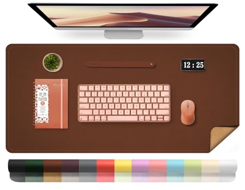 Leather Desk Pad Protector and Mat, Large Mouse Pad, Non-Slip Blotter, Office Laptop Desk Pad, PU Leather Writing Pad for Office and Home (Seal Brown, 31.5" x 15.7") - color: Seal Brown, size: 31.5" x 15.7"