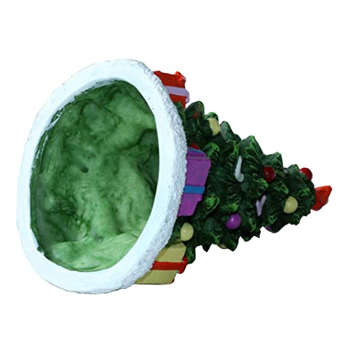 Fish Tank Christmas Decoration - Reptile Aquarium Tree Decor - Turtle Accessories for Tank - Table Resin Desktop