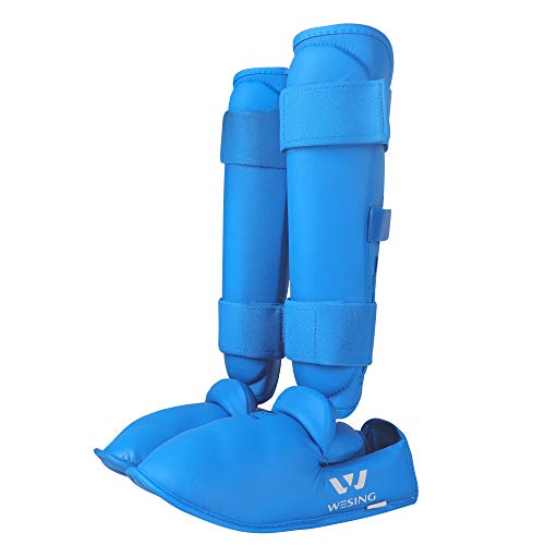 Wesing Karate Shin Instep Guard WKF Karate Shin Pad - color: Blue, size: Medium