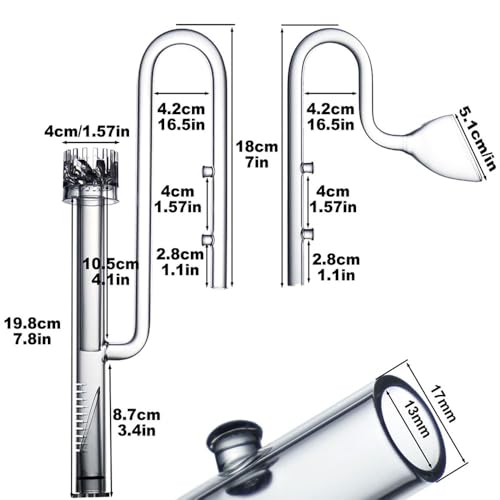 LINLAN 13mm Glass Lily Pipe with Skimmer, Inflow and Outflow, Fits 12/16mm (1/2" i.d.) Filter Hose for Aquarium Planted Tank