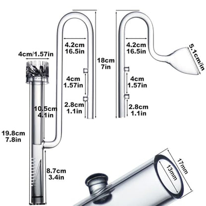 LINLAN 13mm Glass Lily Pipe with Skimmer, Inflow and Outflow, Fits 12/16mm (1/2" i.d.) Filter Hose for Aquarium Planted Tank