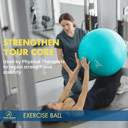 ProBody Pilates Yoga Ball - Gym Grade Exercise Ball - color: Aqua, size: S: 15-18 inches/38-45 cm