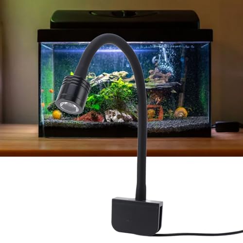 Omabeta LED Aquarium Clamp/Holder On Light High Brightness for 3‑6 Gallons Fish Tank, Small Clamp Aquarium Light for Freshwater Saltwater Aquariums, Aluminum Alloy, Silicone Soft Tube (Warm)