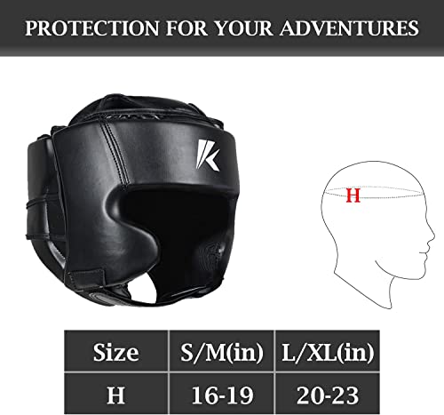 Kruzak Unisex Boxing Headgears - MMA Training, Adjustable Padded, Kara,Muay Thai Headgear, Kickboxing, Sparring, Martial Arts, Karate, Taekwondo MMA Body Equipment - color: Black, size: Small-Medium