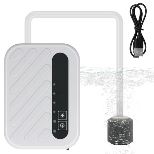 Small Rechargeable Bait Bucket Aerator, Rechargeable Aerator for Fishing,Adjustable 3 Speed 13GPH-32GPH Minnow Bucket Aerator,Intermittent Mode,Quiet Voice, Suitable for Fishing Enthusiasts