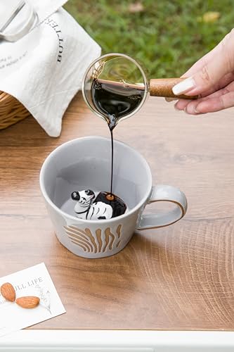 DIHOclub Zebra Coffee Cup Ceramic 3D Wild Animal Inside Mug,Cute Cartoon Handmade Figurine Mugs,Holiday and Birthday Gift for Coffee Milk Tea Lovers,12 OZ(White Zebra) - color: White Zebra
