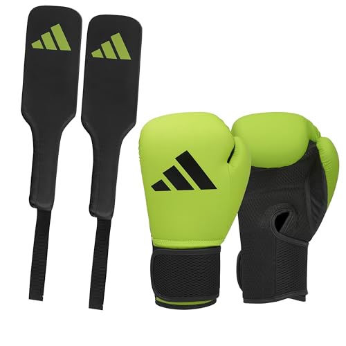 adidas Boxing Kids Training Kit - Pair of 8oz Gloves and Pair of Focus Stick Bundle for Youth