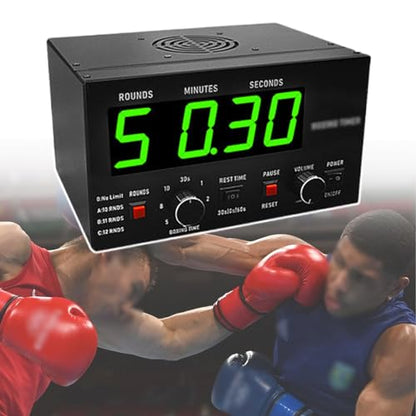 Small Interval Timer for Boxing Competitions, Timer Clock for Fighting Training, Adjustable Sound, Support Cycle Repetitions,Green