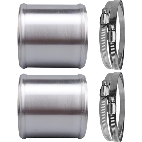 AC PERFORMANCE 4" (102mm) OD Aluminum Alloy Hose Joiner Silicone Pipe Connector Bead, 4" Length with 304 SS Clamps, Pack of 2 - size: 4" (102mm) - 2PCS