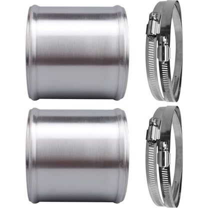 AC PERFORMANCE 4" (102mm) OD Aluminum Alloy Hose Joiner Silicone Pipe Connector Bead, 4" Length with 304 SS Clamps, Pack of 2 - size: 4" (102mm) - 2PCS