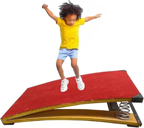 Hardwood Gymnastics Springboard with Crash Protection Mats, Pro Curved Spring Board for Adult, Teen, or Child, Arts Springboard for Sports Club/Martial (Size:9 Springs120x60x26cm,Color:Red) - size: 9 Springs120x60x26cm