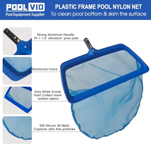 Professional Pool Net, Upgraded Self-Repair Heavy Duty Nylon Mesh, Pool Skimmer Net with Extra Wide Scoop Edge, Pool Nets for Cleaning Leaves, Debris(No Pole)