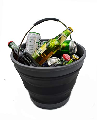 SAMMART 10L (2.64 Gallon) Collapsible Plastic Bucket - Foldable Round Tub - Portable Fishing Water Pail - Space Saving Outdoor Waterpot, 2 Pieces Box Pack