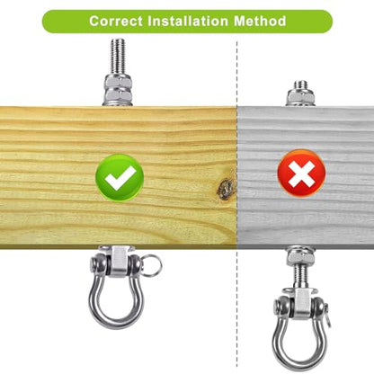 Heavy Duty Swing Hangers with Bearings - Set of 4 Stainless Steel 304 Hardware for Wood & Metal Beams - Ideal for Hanging Hammocks, Yoga Swings, Porch Swing - 1500LB Capacity - 7" x M2/5" - color: 4 pack - 7"