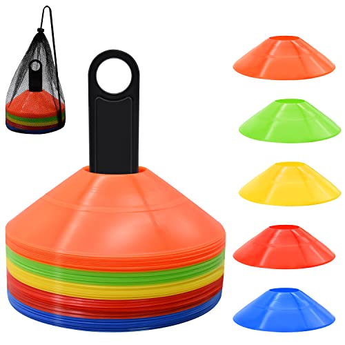 25/50/100pcs Disc Cones, Agility Soccer Cones with Carry Bag and Holder | for Sports Training, Football, Soccer, Basketball, Coaching, Practice Equipment - color: 50pcs