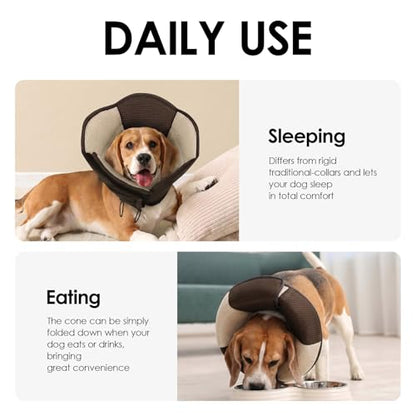AOFITEE Medium Dog Cone Soft Dog Cone Collar to Stop Licking, Brown M - color: Brown, size: Medium