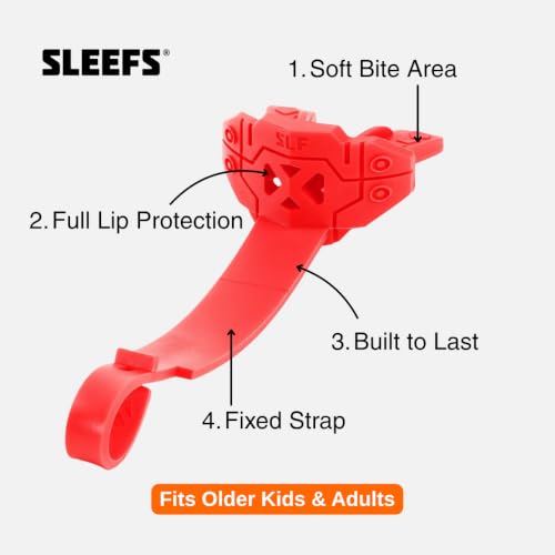SLEEFS X Football Mouthguard with Strap for High-Impact Shock Protection - color: Red With Logo