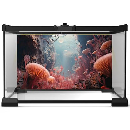 Coral Reef Aquarium Background Underwater World Rock Cave Style Terrarium Backdrop Fantasy Under Sea Coral Fish Tank Background Cave Landscape Tank Wallpaper Poster Vinyl 36x18in