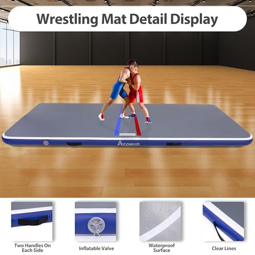 Inflatable Wrestling Mat 13FT/10FT/5FT, Portable Jiu Jitsu Mats Wrestling Mat for Home, Outdoor or Indoor Training Mat for Water Yoga, Gymnastics, BJJ, MMA - size: 10FTx5FT×4inch