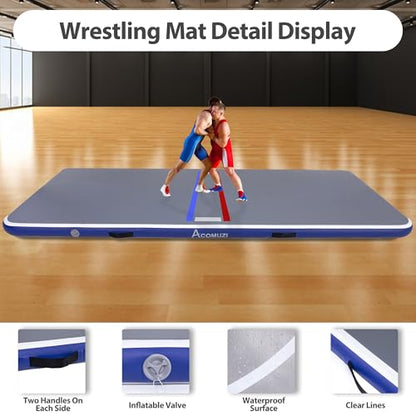 Inflatable Wrestling Mat 13FT/10FT/5FT, Portable Jiu Jitsu Mats Wrestling Mat for Home, Outdoor or Indoor Training Mat for Water Yoga, Gymnastics, BJJ, MMA - size: 10FTx5FT×4inch
