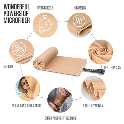 VENTURE 4TH Quick Dry Microfiber Towel for Camping & Gym - Beige Medium - color: Beige, size: 40.00" x 21.00"