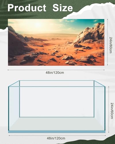 4 Pcs 48 x 24 Inch Reptile Habitat Background with Nano Glue Gobi Sun Cactus Stone and Green Tree Fern Stream Terrarium Background Polyester Durable Aquarium Accessories - color: Style1, size: 24 x 48 Inch