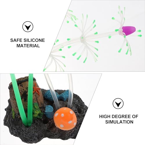 BESPORTBLE Luminous Artificial Silicone Aquarium Plant Green Fluorescent Fish Tank Landscape Decor Simulated Underwater Grass for Fish Tank Viewing and Aquatic Pets