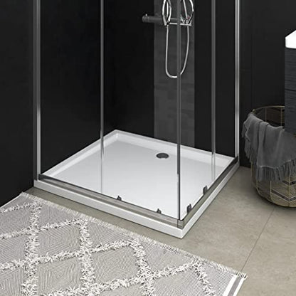 vidaXL Rectangular ABS Shower Base Tray Home Indoor Bath Bathroom Hardware Fixture Plumbing Low Threshold Shower Tray Bath Pan Base White 35.4" - color: White, size: 31.5" x 35.4"