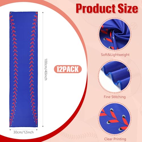 12 Pcs Cooling Towels Sweat Rag Baseball Game Essentials - color: Blue, size: Baseball