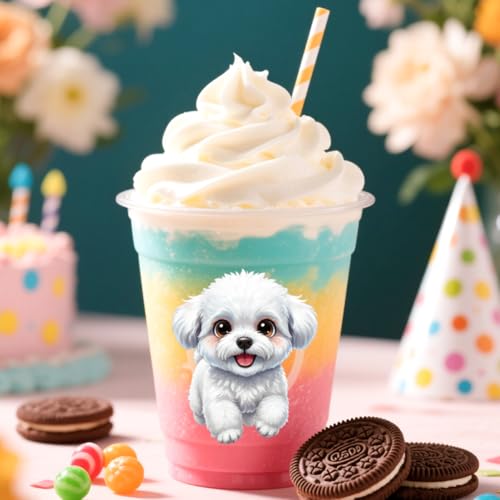 Peacoblue 18 Sheets Rub on Transfers for Crafts, Cute Dog 3.6"x3.9" UV DTF Cup Wraps Waterproof Rub on Cold Transfers Stickers for Wood Glass Metal Cup Tumblers Mirrors Mugs Home Decor - style: Cute Dog