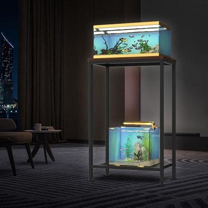10 Gallon Fish Tank Stand, 2-Tier Small Aquarium Stand, Metal Reptile Breeder Turtle Terrarium Stand Rack Plant Stand for Home Office, Load 350lbs, 20.86" L x 11.81" W x 32.08" H, Black