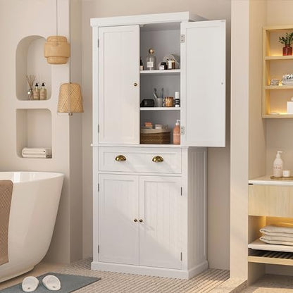 72" Kitchen Pantry,Tall Storage Cabinets with Doors and Shelves,Freestanding Pantry Cabinet for Bathroom,Dining Room and Living Room (Standard White) - color: Standard White