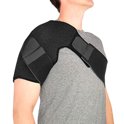 Universal Shoulder Compression Support – Hot and Cold Therapy System Adjustable Shoulder Brace with Direct Stick Packs & Dual Compression Straps – Breathable & Hypoallergenic Design - style: Shoulder