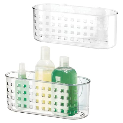 iDesign Hanging Suction Shower Caddy Basket for Bathroom Storage, Set of 2, Clear, Made in USA - style: Pack of 2