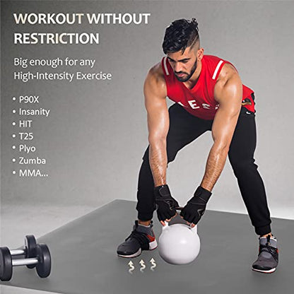 GXMMAT Large Exercise Mat 6'x4'/6'x5'/6'x6'(7mm) - color: Grey Cool, size: 6*4 FT