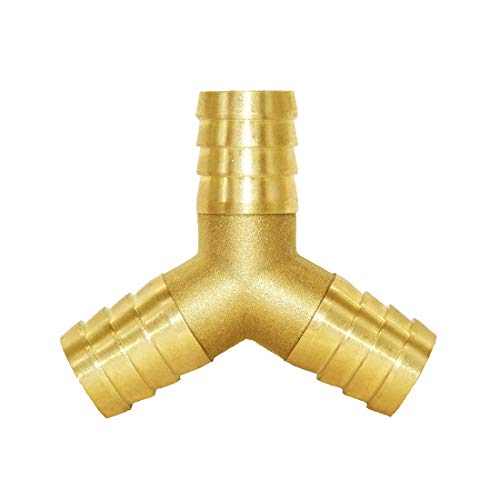 3/4" Hose Barb Y Shaped 3 Way Union Fitting Intersection/Split Brass Water/Fuel/Air - size: 0.75 Inch