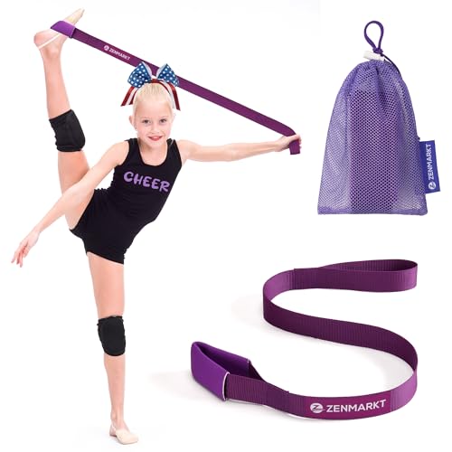 Cheer Stretching Strap for Flexibility Training and Stunt Practice | Durable Stretch Band to Improve Flexibility and Range of Motion, Essential Accessory for Cheerleaders - color: Purple
