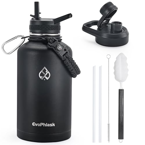 64 oz Insulated Water Bottle(Cold for 48Hrs), Matte Black - color: Matte Black, size: 64 Ounces