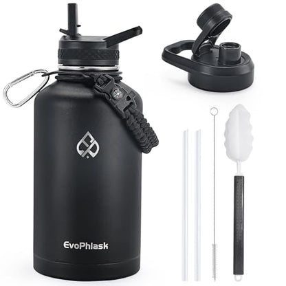 64 oz Insulated Water Bottle(Cold for 48Hrs), Matte Black - color: Matte Black, size: 64 Ounces