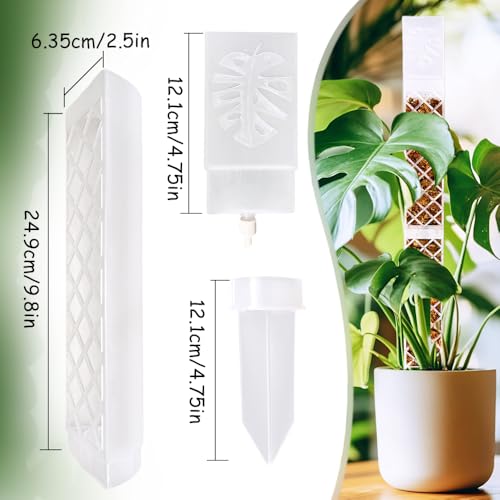 MIIIM 3 Pcs Self-Watering Moss Poles, D Shape Moss Pole Kit for Climbing Plants Indoor, Semi Transparent Monstera Plant Support, 39 Inches in Total Length - color: 3 pcs semi-transparent