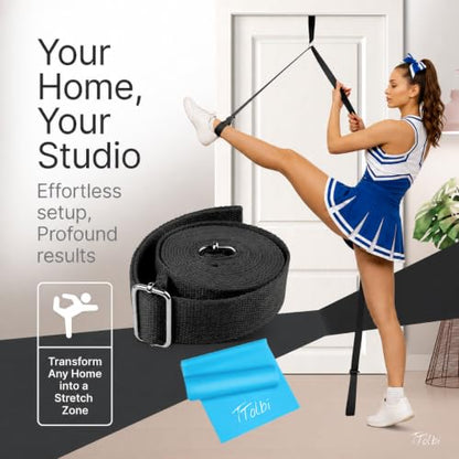 Leg Stretcher Strap with Door Anchor and Resistance Band, Splits Trainer - color: Classic Black