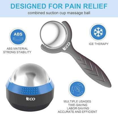 Massage Ice Roller Ball Cold & Heat Therapy Plantar Fasciitis Roller | Alleviating Shoulder, Arms, Back, Legs, Calves or Muscle Tension, Perfect for Workouts Relaxation - color: Blue+black
