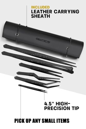 Titanium Kitchen Tweezers Set Professional, Chef Plating Tongs, Ultra Lightweight Non Rust Food Tweezer for Cooking, Baking, Decorating(Black)