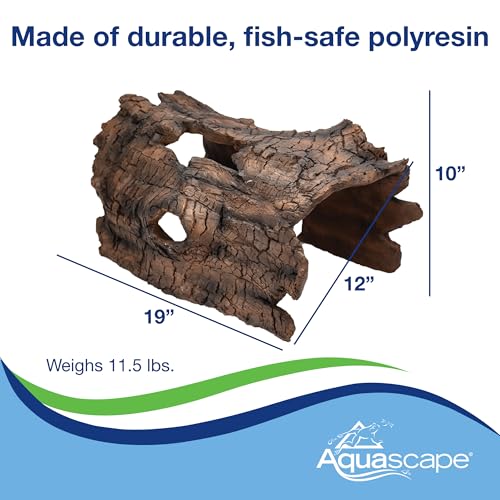 Aquascape Faux Log Fish Cave for Pond, Koi Predator Control | 78324 - size: 19-inch L x 12-inch W, style: Log