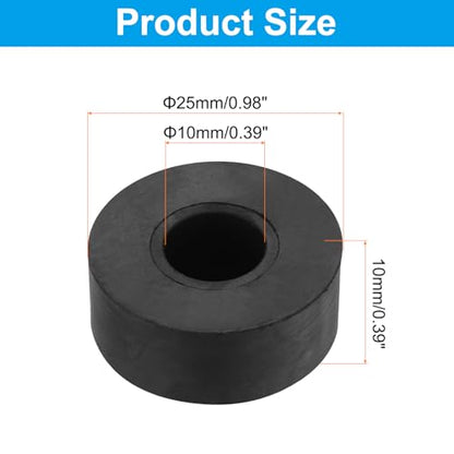 PATIKIL Vibration Isolation Washer 1" OD 0.4" ID 0.4" Thick, 4 Pack Rubber Round Anti Mechanical Damping Feet Pads, Black