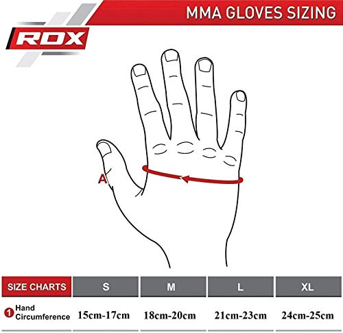 RDX MMA Hybrid Sparring Gloves, Maya Hide Leather, Open Ventilated Palm, Padded Mitts Martial Arts Kickboxing Muay Thai Training Cage Fighting, Men Adult, Punching Bag and Pads Workout - size: X-Large
