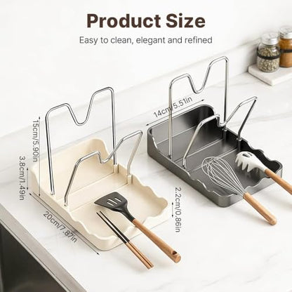 Pot Lid Rack, Cutting Board & Utensil Holder Black | Space-saving rust-proof steel storage holds lids, boards, spoons and chopsticks