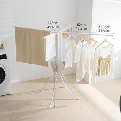 RFOUO Foldable Clothes Drying Rack with Aluminum 4 Rods 16 Clips - color: Aluminium
